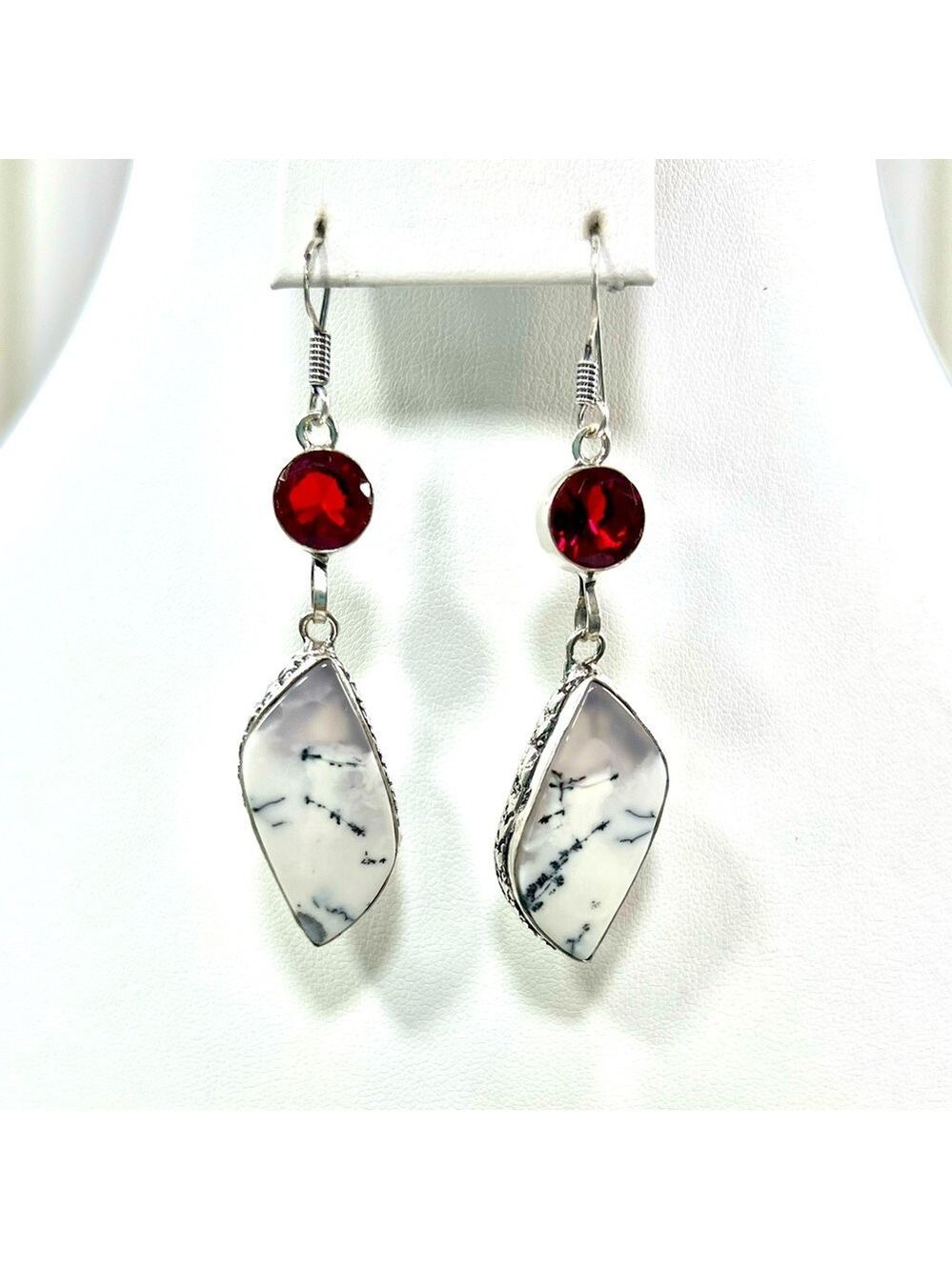 Dendritic Opal 925 Gemstone Earrings